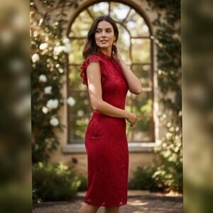 NWT ALEXA B Nites Red Lace Dress Size 8